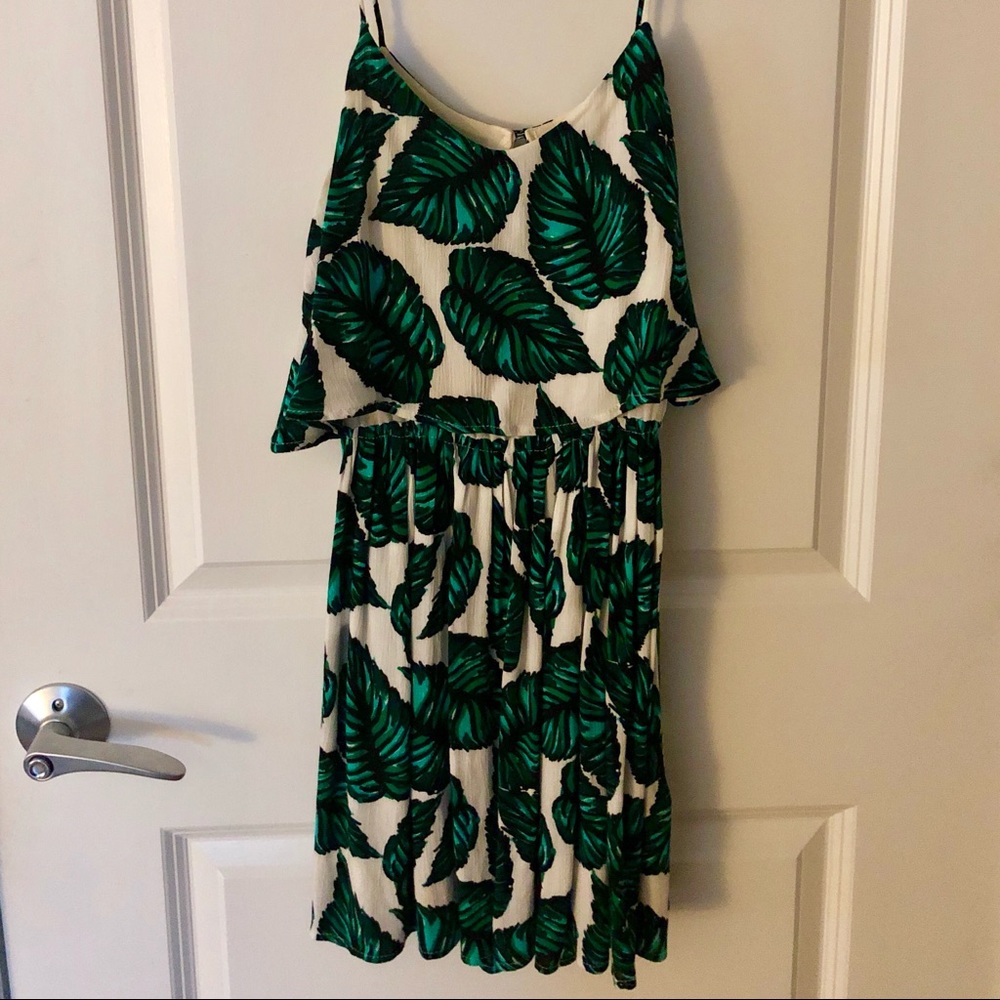 Cute topshop spaghetti strap dress with palm print